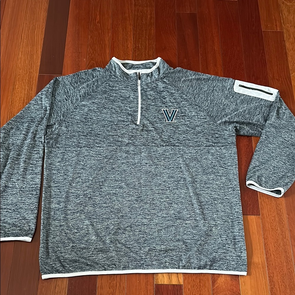 Villanova Quarter-Zip Pullover - Navy Blue and White.